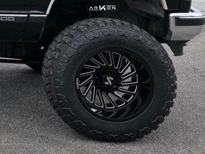 1 1996 K1500 Gmc Sierra Sle Rough Country Suspension Lift 6in Body 3in Arkon Off Road Caesar Black Milled