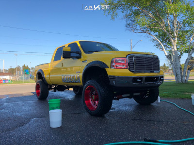 1 2006 F 250 Super Duty Ford Rough Country Suspension Lift 6in Arkon Off Road Crown Series Victory Red