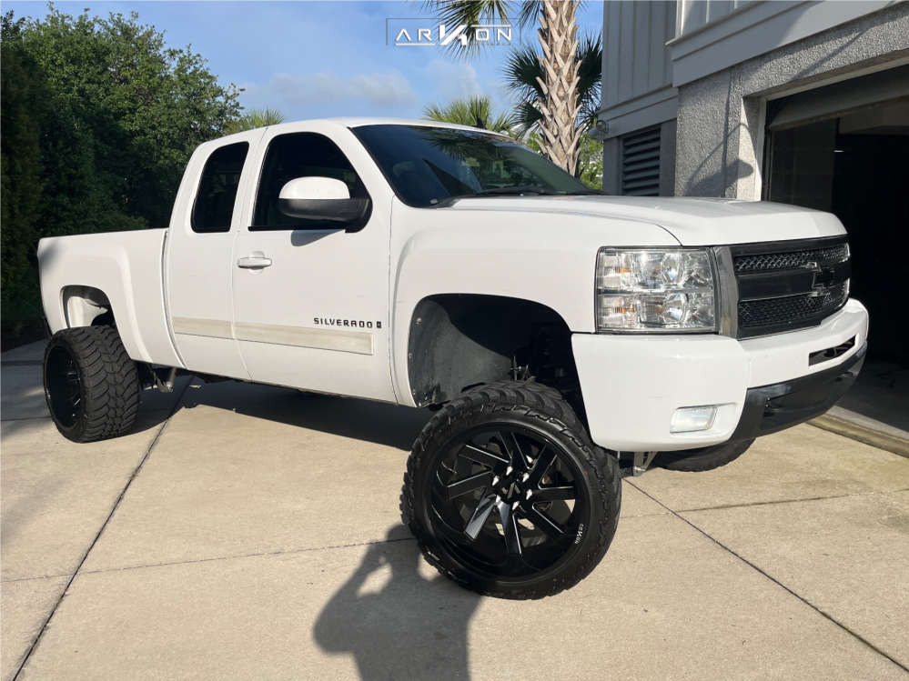 1 2009 Silverado 1500 Chevrolet Ltz Mcgaughys Suspension Lift 7in Arkon Off Road Lincoln Black Milled