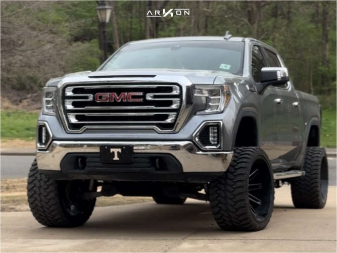 1 2019 Sierra 1500 Gmc Slt Rough Country Suspension Lift 6in Arkon Off Road Churchill Black Milled