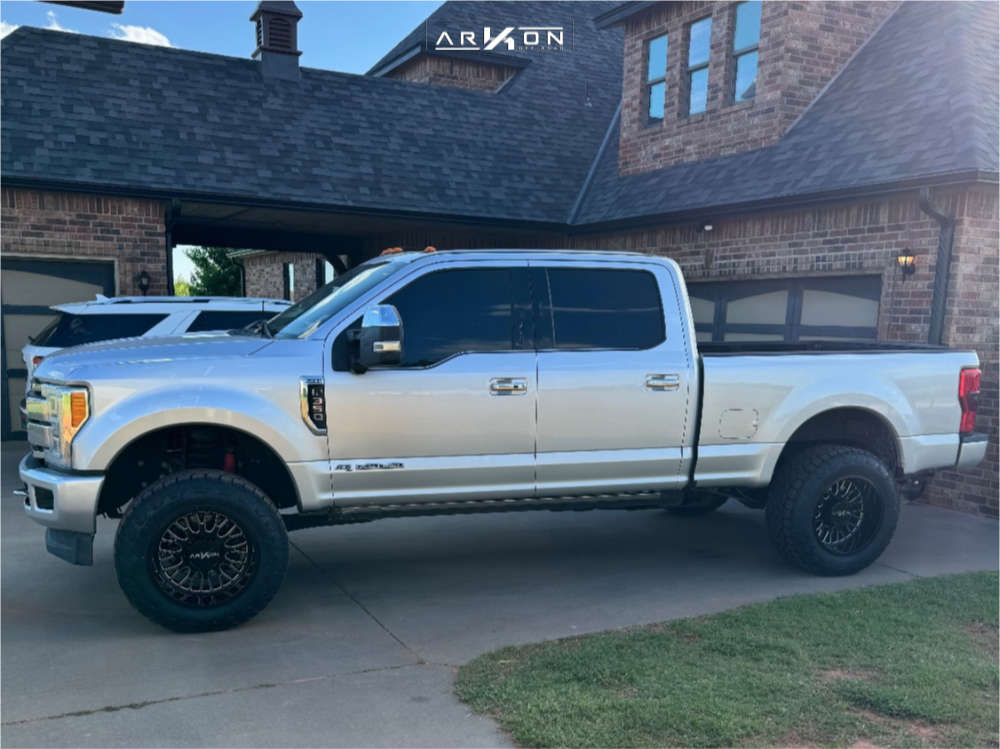 1 2017 F 350 Super Duty Ford Platinum Readylift Leveling Kit Arkon Off Road Athos Black Milled
